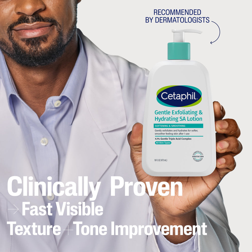 Cetaphil Gentle Exfoliating SA Lotion, Lightweight Moisturizer for All Skin Types, 16 fl oz