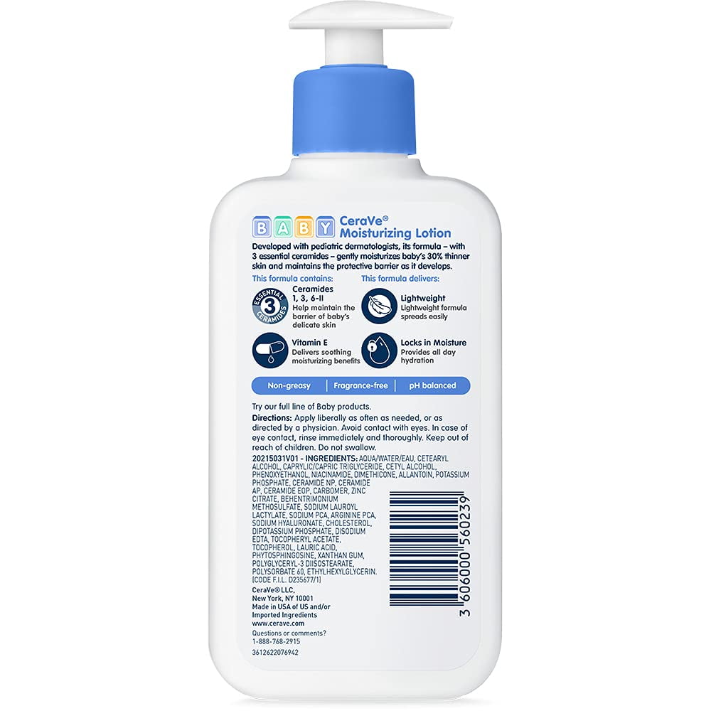 4 Pack CeraVe Baby Lotion, Paraben and Fragrance Free, 8 Ounce
