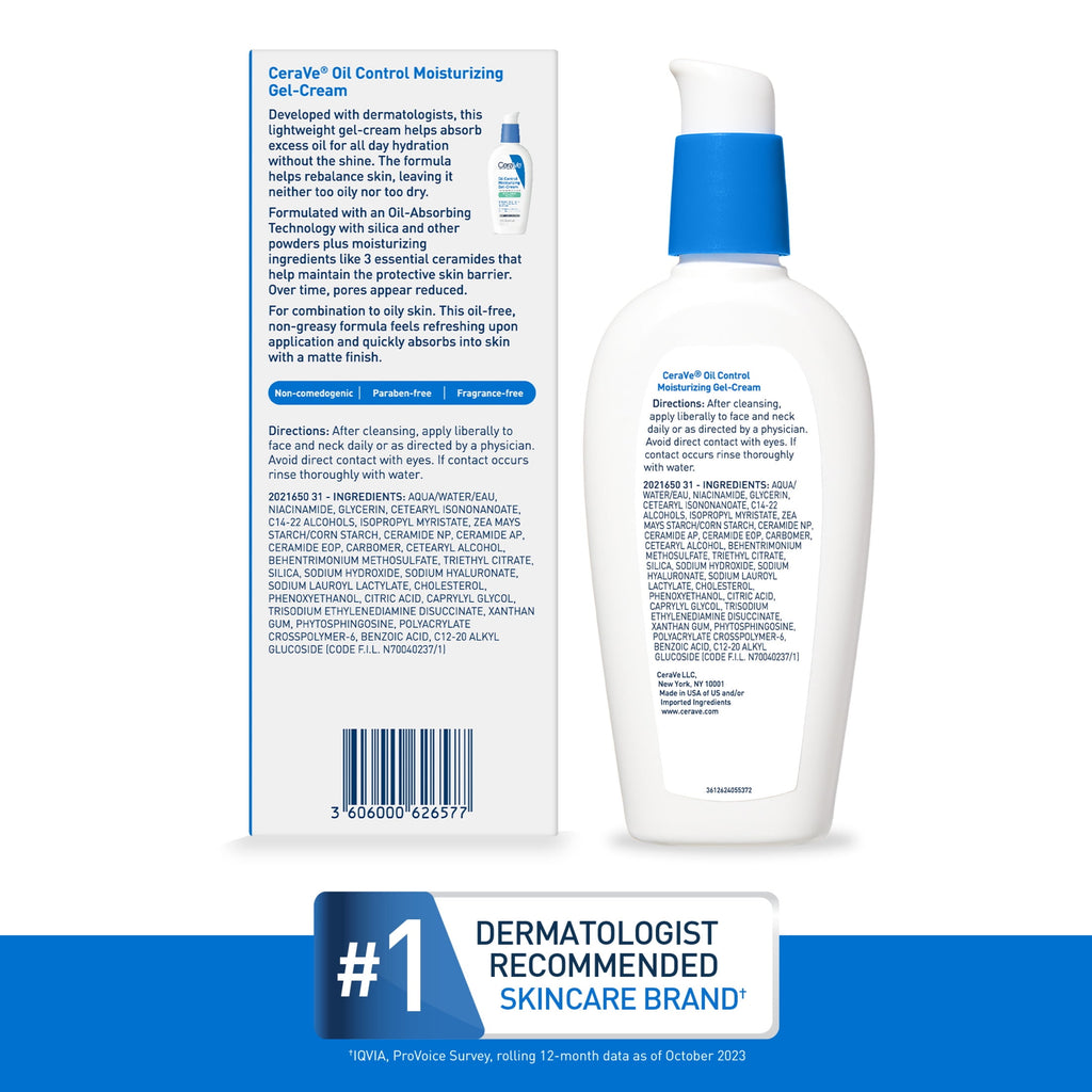 CeraVe Moisturizer Oil Control Gel-Cream Face for Oily Skin with Ceramides 3 fl oz