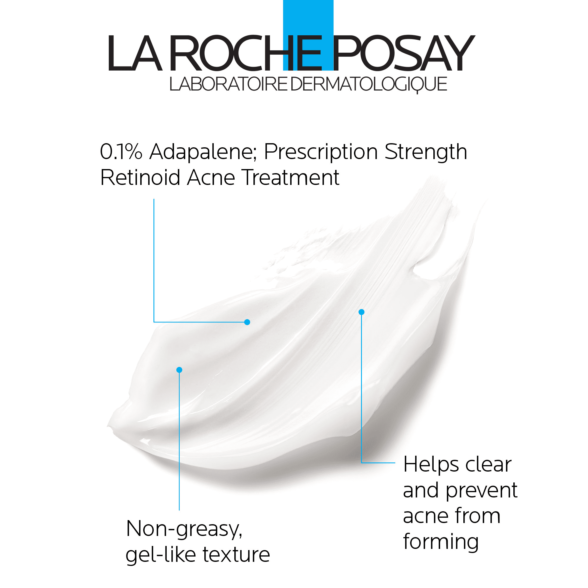 La Roche-Posay Effaclar Adapalene Gel 0.1% Acne Treatment, Retinoid Acne Cream for Oily Skin, 1.6 fl oz
