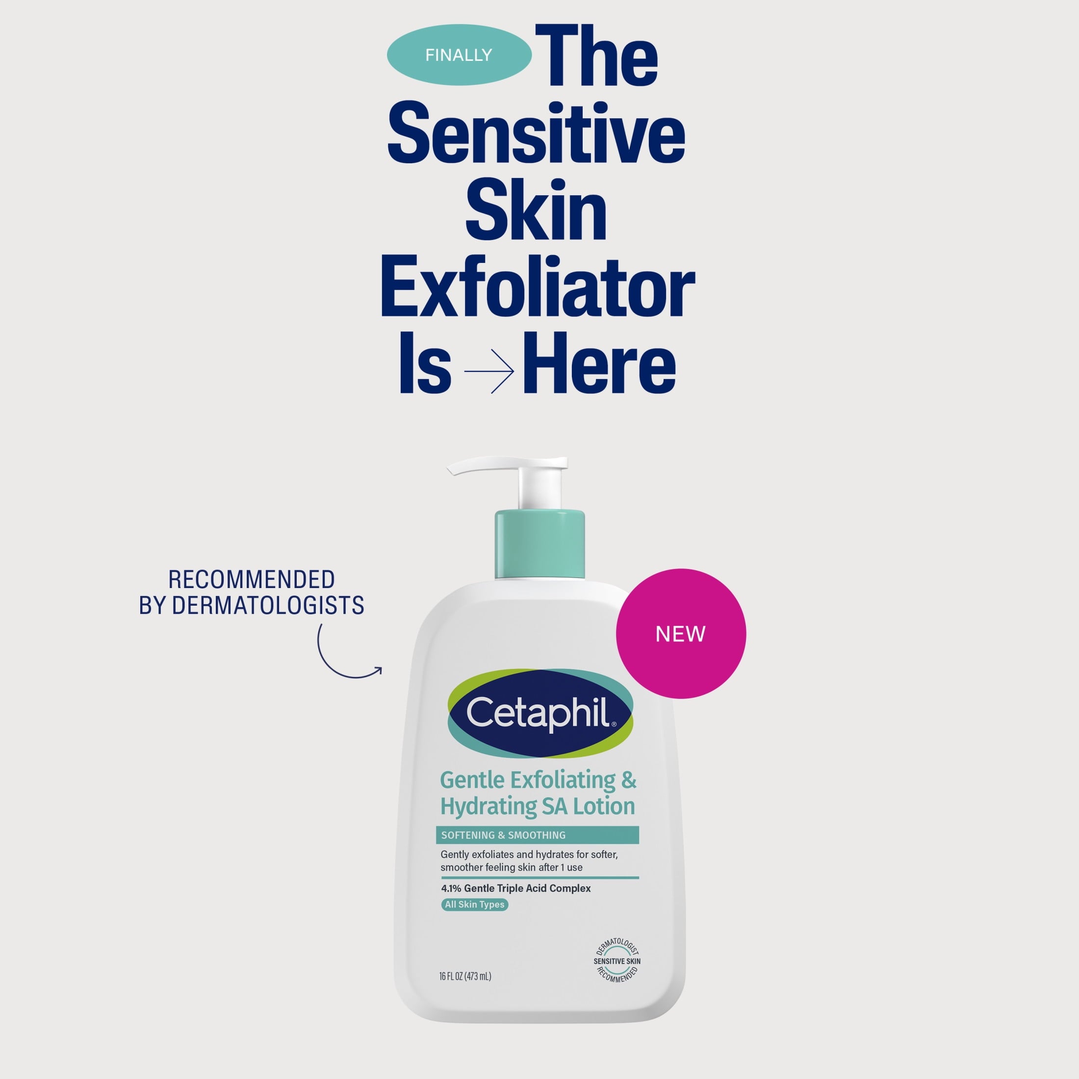 CETAPHIL Gentle Exfoliating SA Face Lotion, Lightweight Moisturizer with Salicylic Acid, 8 fl oz