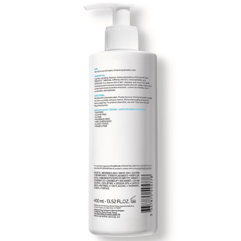La Roche-Posay Toleriane Hydrating Gentle Face Cleanser, Daily Face Wash for Dry Sensitive Skin, 13.52 fl oz