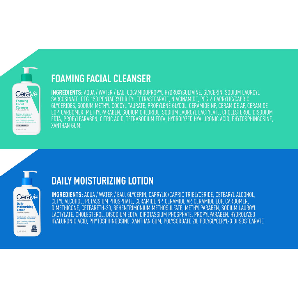 CeraVe Daily Skincare Essentials Kit for Balanced to Oily Skin, 2 Piece Set