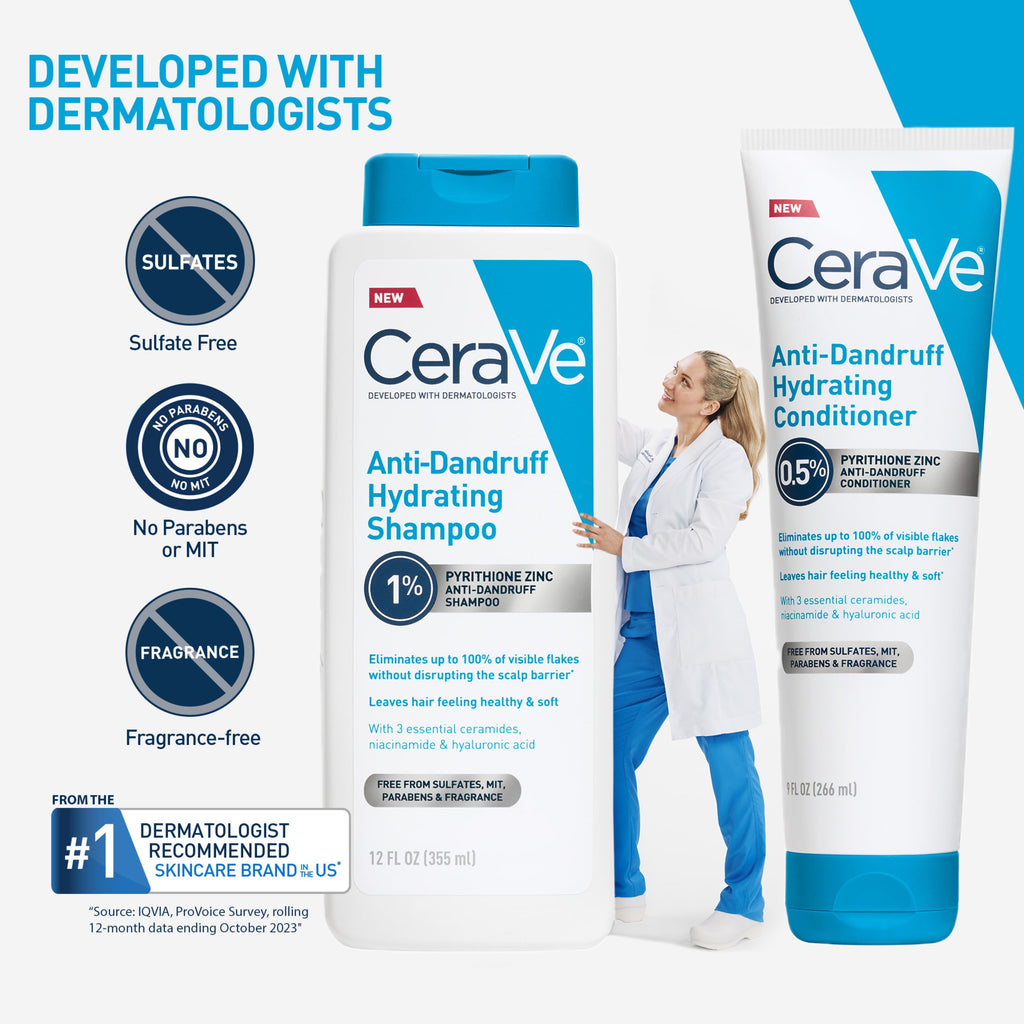 CeraVe Hydrating Anti-Dandruff Shampoo for Flakey Itchy Scalp 19 fl oz