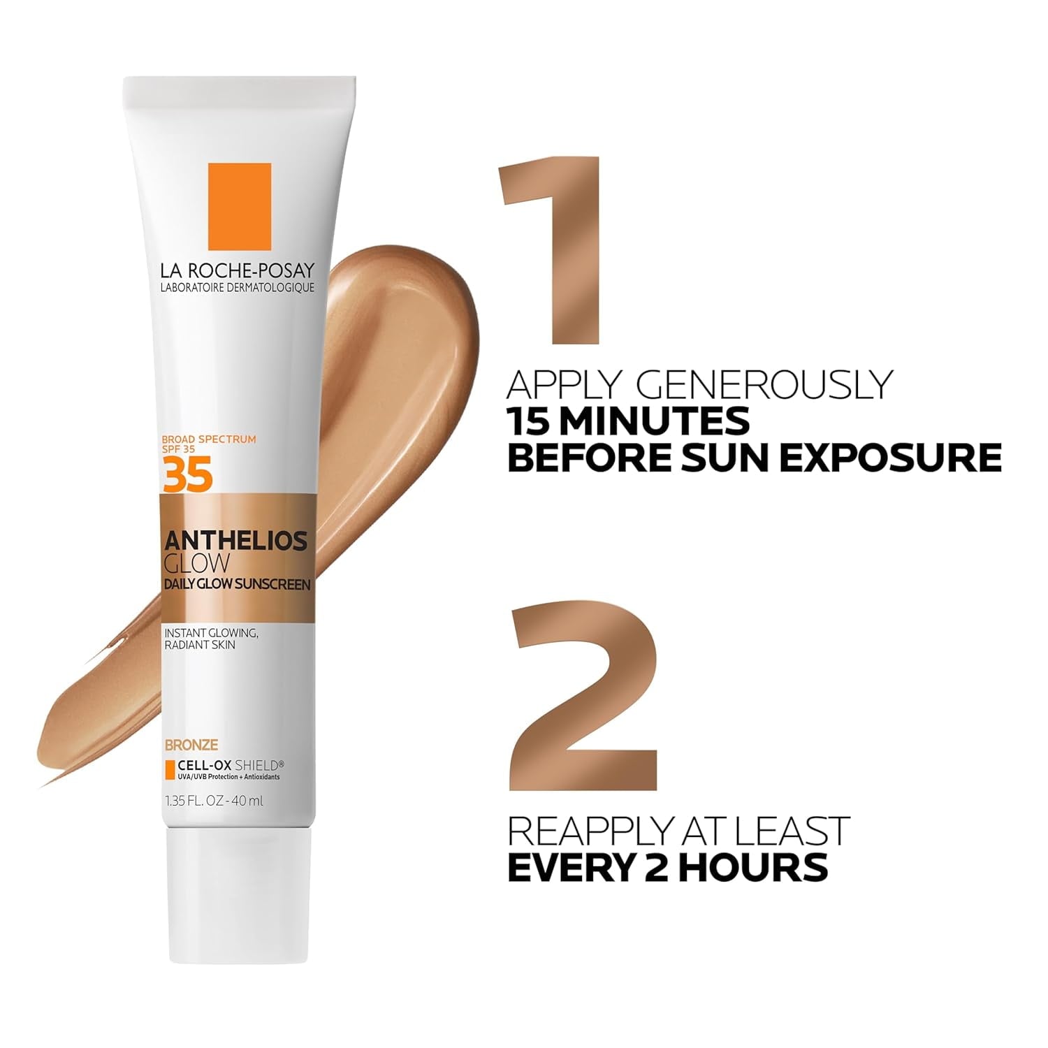 La Roche-Posay Anthelios Glow Face Sunscreen SPF 35 - Bronze, 1.35 fl oz