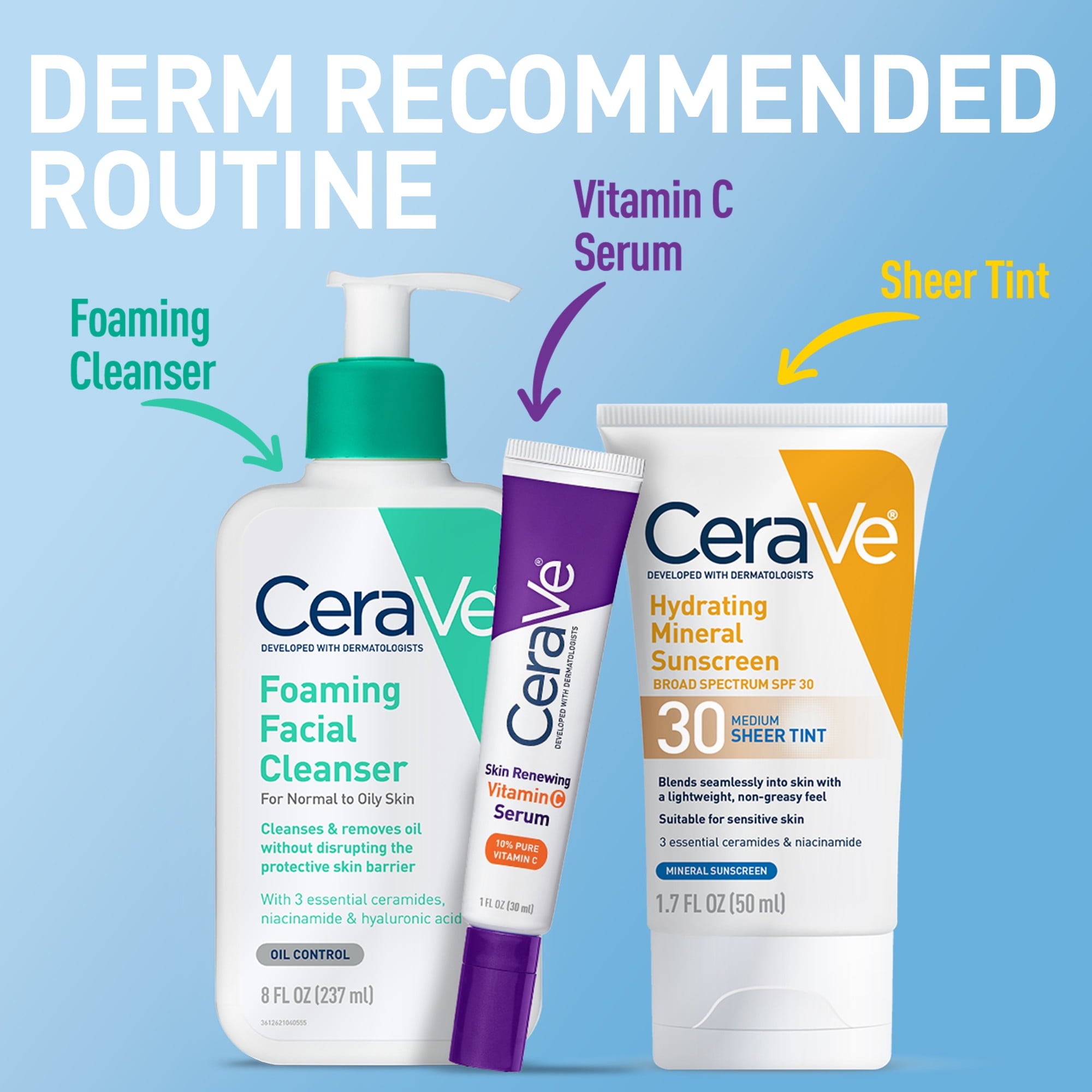 (2 pack) CeraVe Sunscreen Tinted Hydrating 100% Mineral Broad-Spectrum Lotion SPF 30 for Face with Sheer Tint