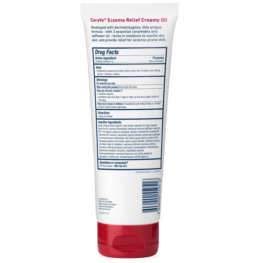 CeraVe Eczema Relief Creamy Body Oil for Itchy Dry Skin with Colloidal Oatmeal, 8 fl oz
