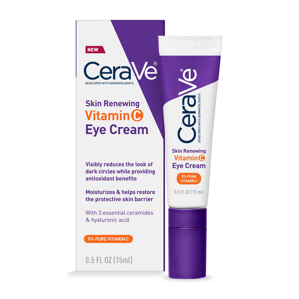 (2 pack) CeraVe Skin Renewing Vitamin C Eye Cream for Dark Circles and Puffiness, 0.5 fl oz