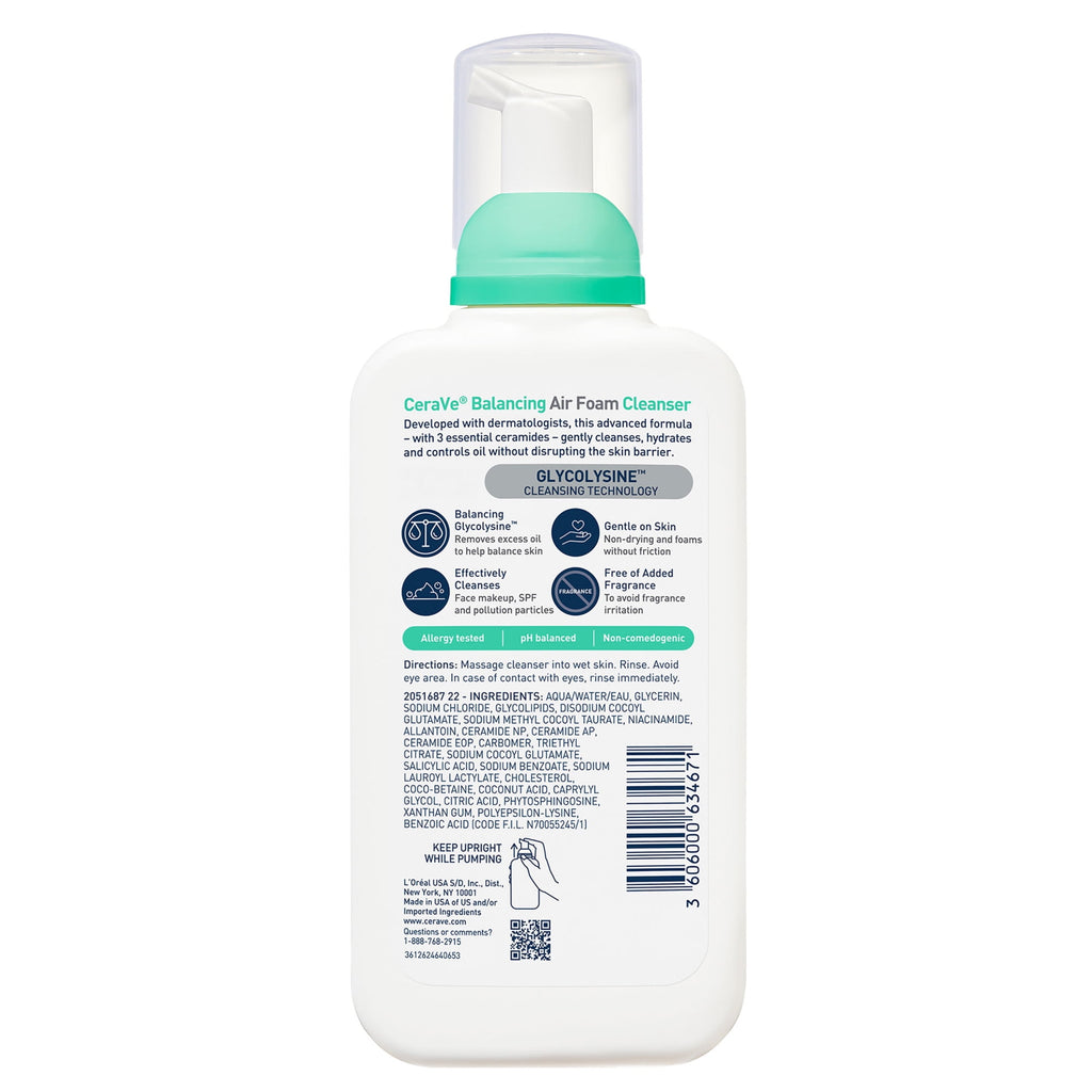 (2 pack) CeraVe Balancing Air Foam Cleanser, Oil Control & Hydration for Combination Skin 8 fl oz