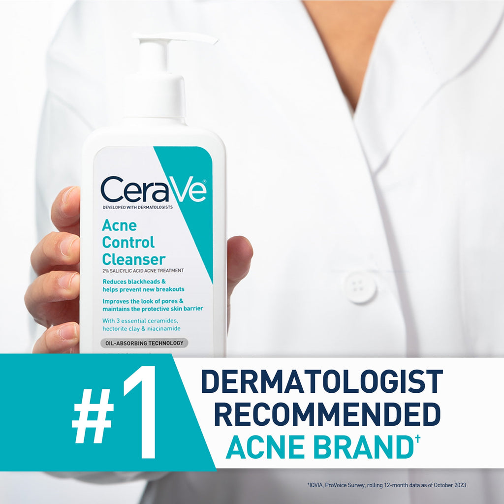 (2 pack) CeraVe Skin Care Acne Control Face Cleanser with 2% Salicylic Acid Clears Acne Blackheads Pores
