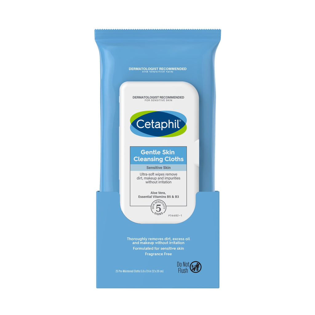 Cetaphil Gentle Skin Cleansing Cloths, 25 ct, Fragrance Free Face and Body Wipes