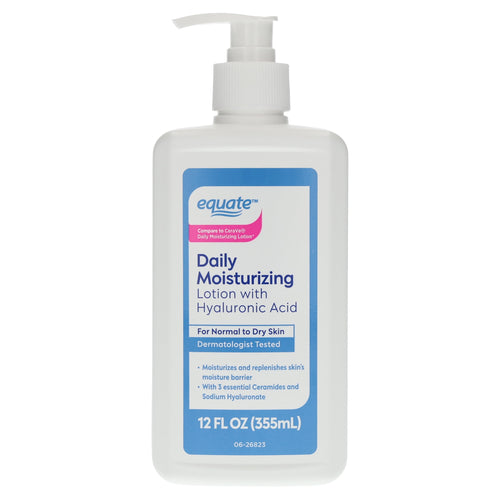 (3 pack) Equate Daily Moisturizing Lotion with Hyaluronic Acid, 12 fl oz