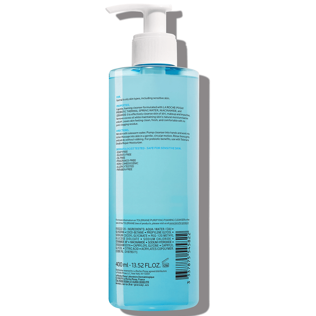 La Roche-Posay Toleriane Purifying Foaming Face Wash for Oily and Normal Skin, Oil-Free Facial Cleanser,13.52 fl oz