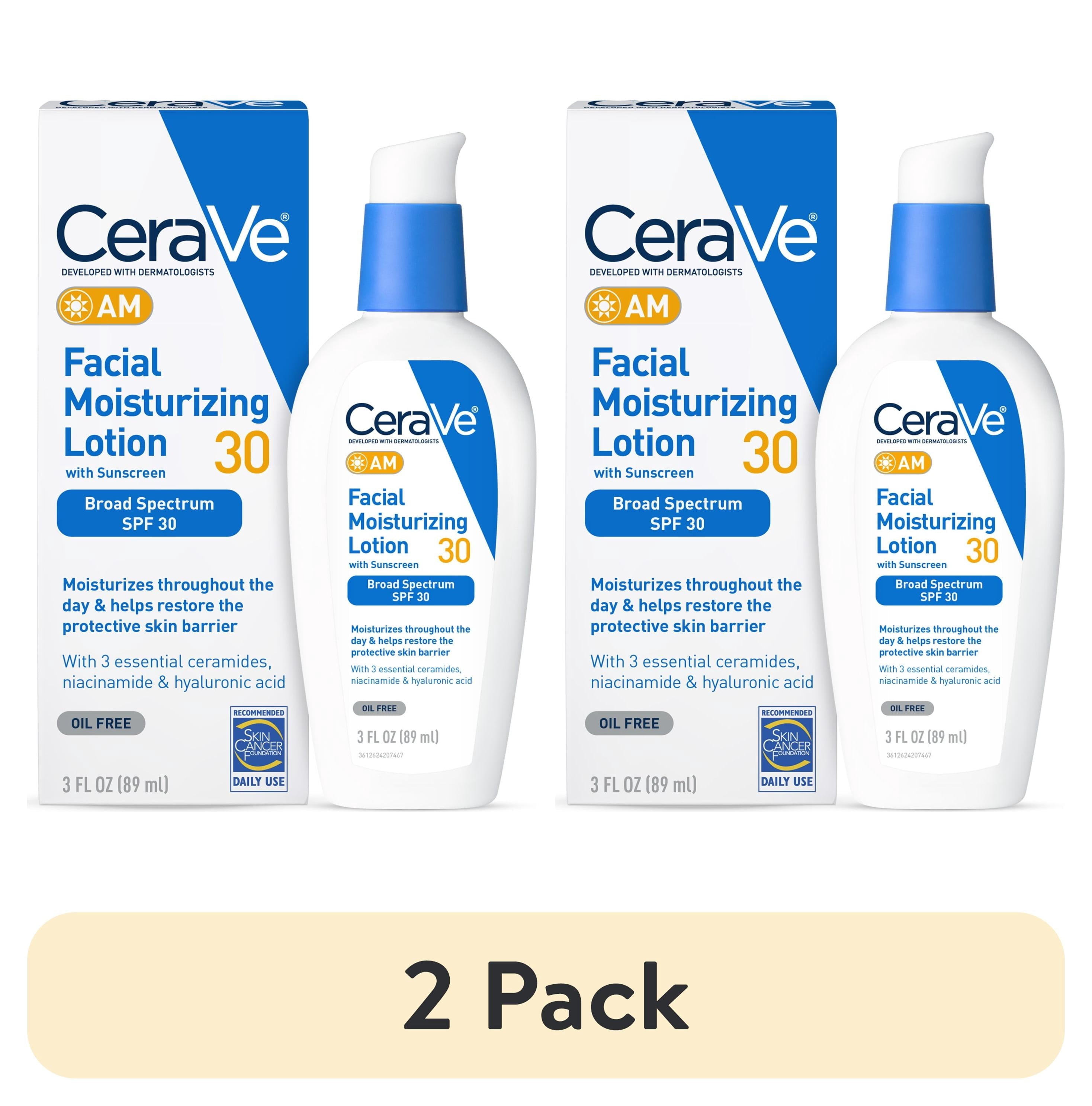 (2 pack) CeraVe AM Face Moisturizer with Broad Spectrum Protection, SPF 30,3 oz