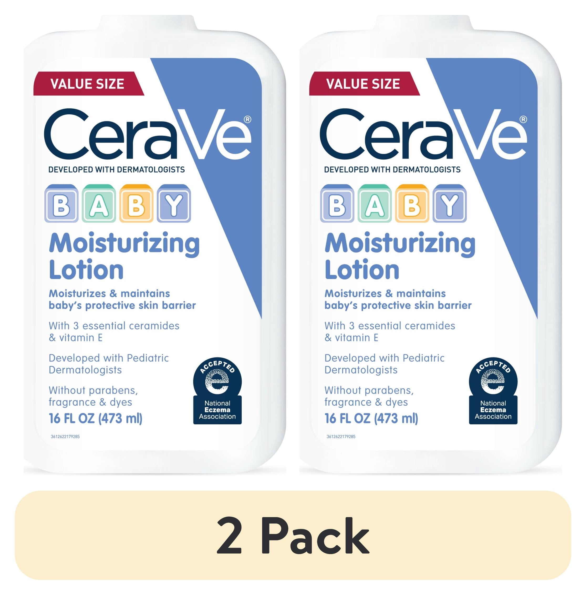(2 pack) CeraVe Baby Face & Body Moisturizer Lotion for Sensitive Skin, 16 fl oz