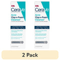 (2 pack) CeraVe Clay to Foam Acne Facial Cleanser, Mask & Spot Treatment for Acne Prone Skin 4 oz