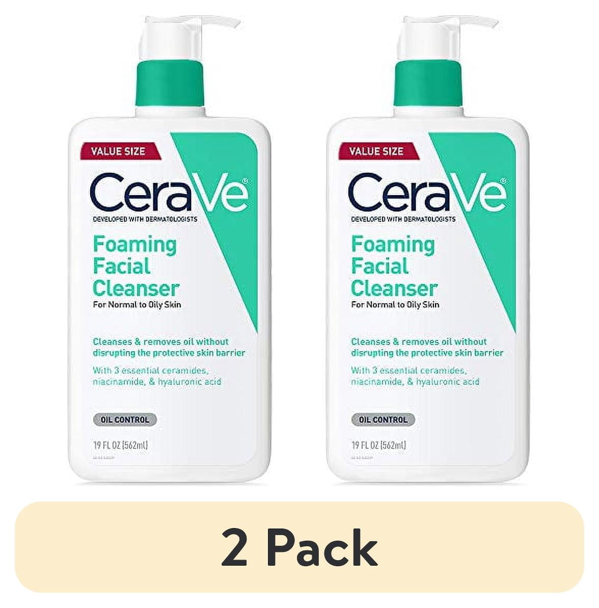 (2 pack) CeraVe Foaming Facial Cleanser | Makeup Remover and Daily Face Wash for Oily Skin | 19 Fluid Ounce