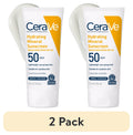 (2 pack) CeraVe Hydrating Mineral Sunscreen SPF 50 for Sensitive Skin, Kids & Adults Body Lotion 5 fl oz