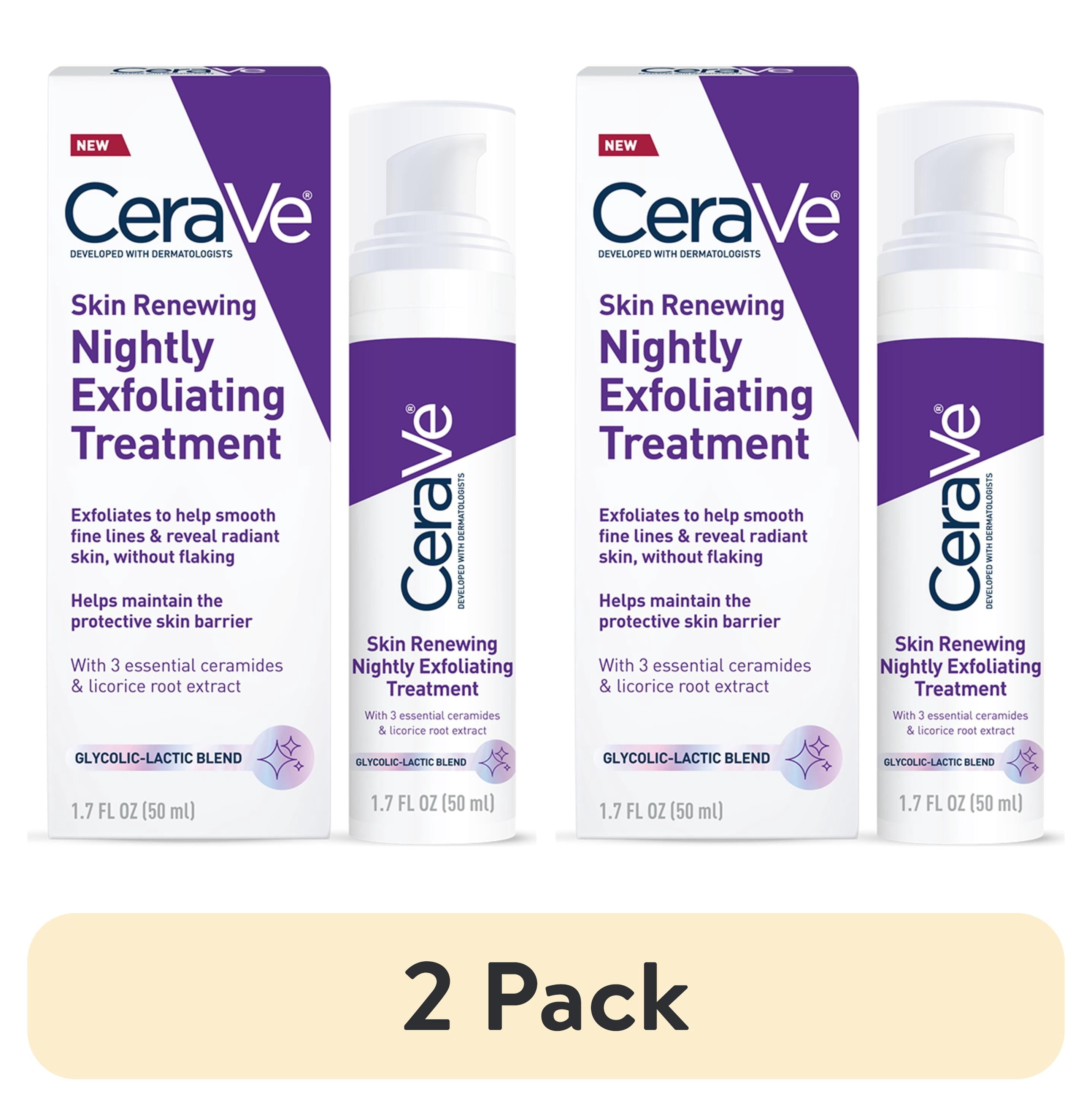(2 pack) CeraVe Skin Renewing Nightly Exfoliating Treatment Anti-Aging Face Serum, 1.7 fl oz