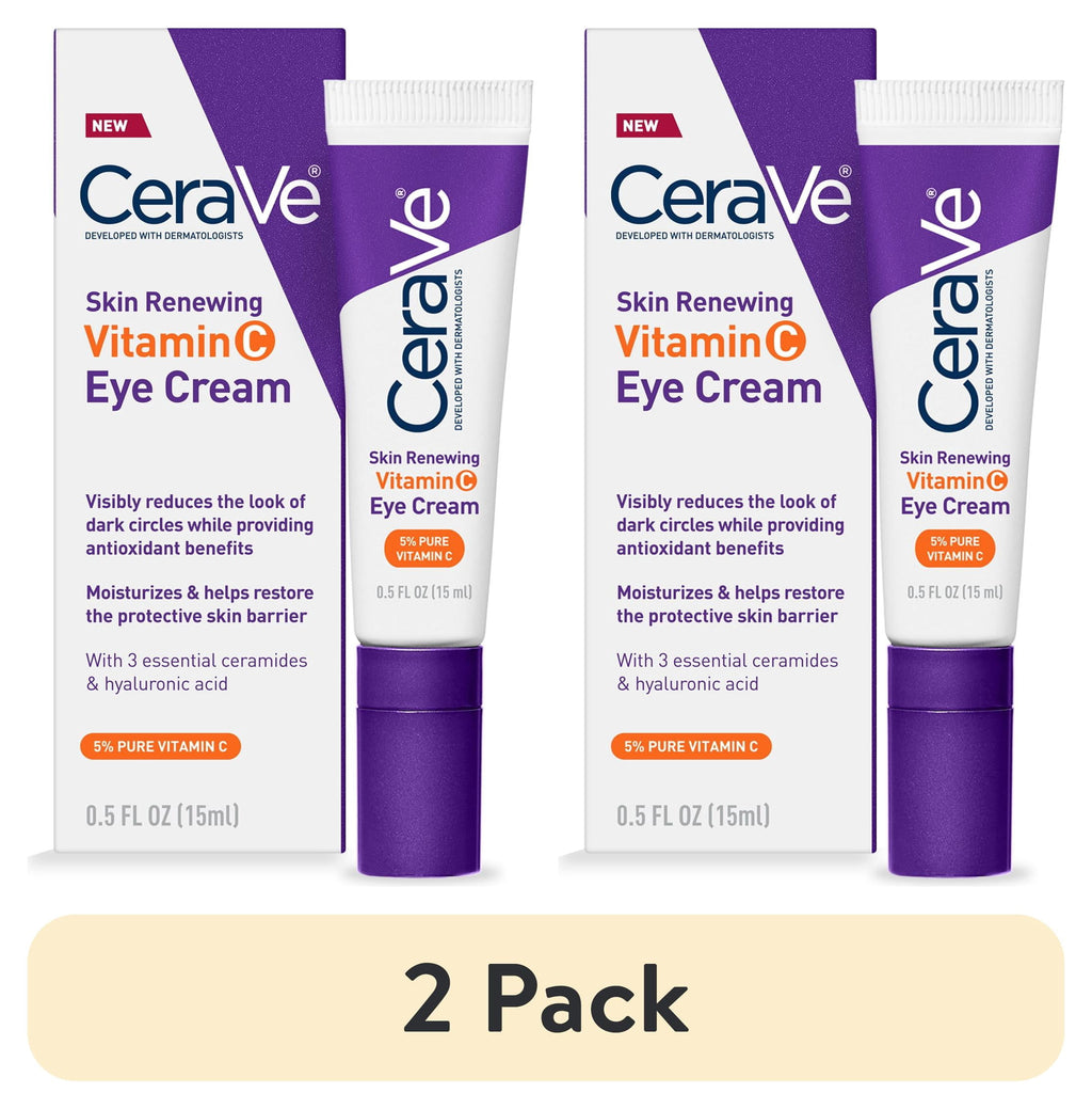 (2 pack) CeraVe Skin Renewing Vitamin C Eye Cream for Dark Circles and Puffiness, 0.5 fl oz