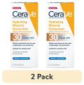 (2 pack) CeraVe Tinted Hydrating Mineral Sunscreen Lotion SPF 30 for Face with Sheer Tint