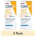 (2 pack) CeraVe Tinted Hydrating Mineral Sunscreen Lotion SPF 30 for Face with Sheer Tint