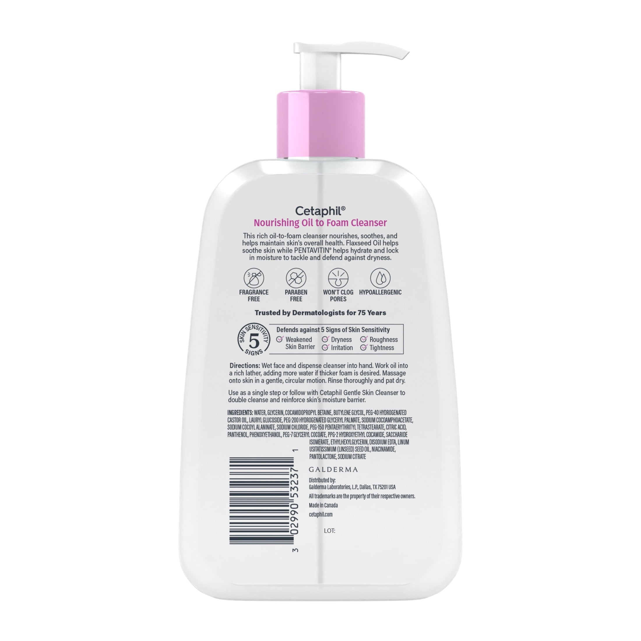 Cetaphil Nourishing Oil to Foam Facial Cleanser, Daily Face Wash for Normal to Dry Skin, 8 fl oz