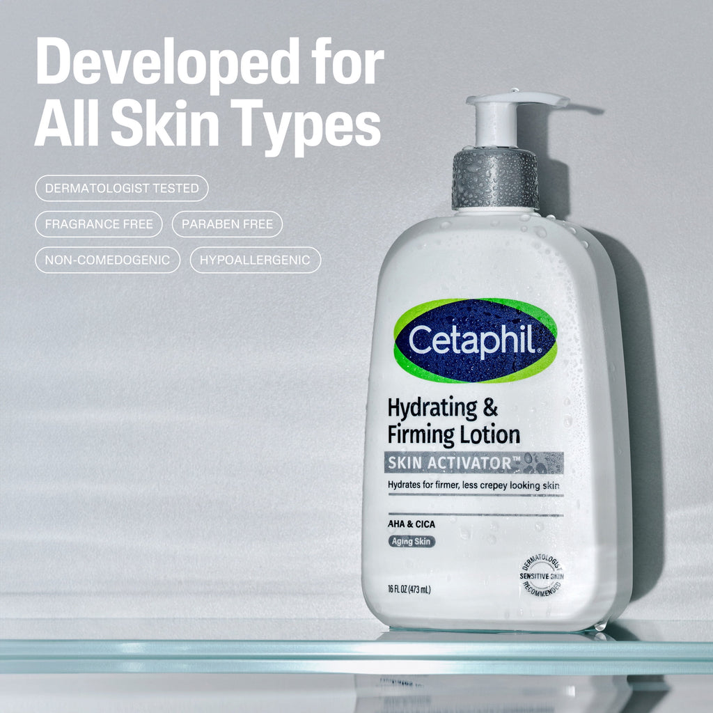 CETAPHIL Skin Activator Hydrating & Firming Body Lotion, Mandelic Acid (AHA) and Centella Asiatica (CICA) Body Moisturizer, Hydrates and Firms Aging Skin, Anti-Aging Body Skin Care, 16 oz