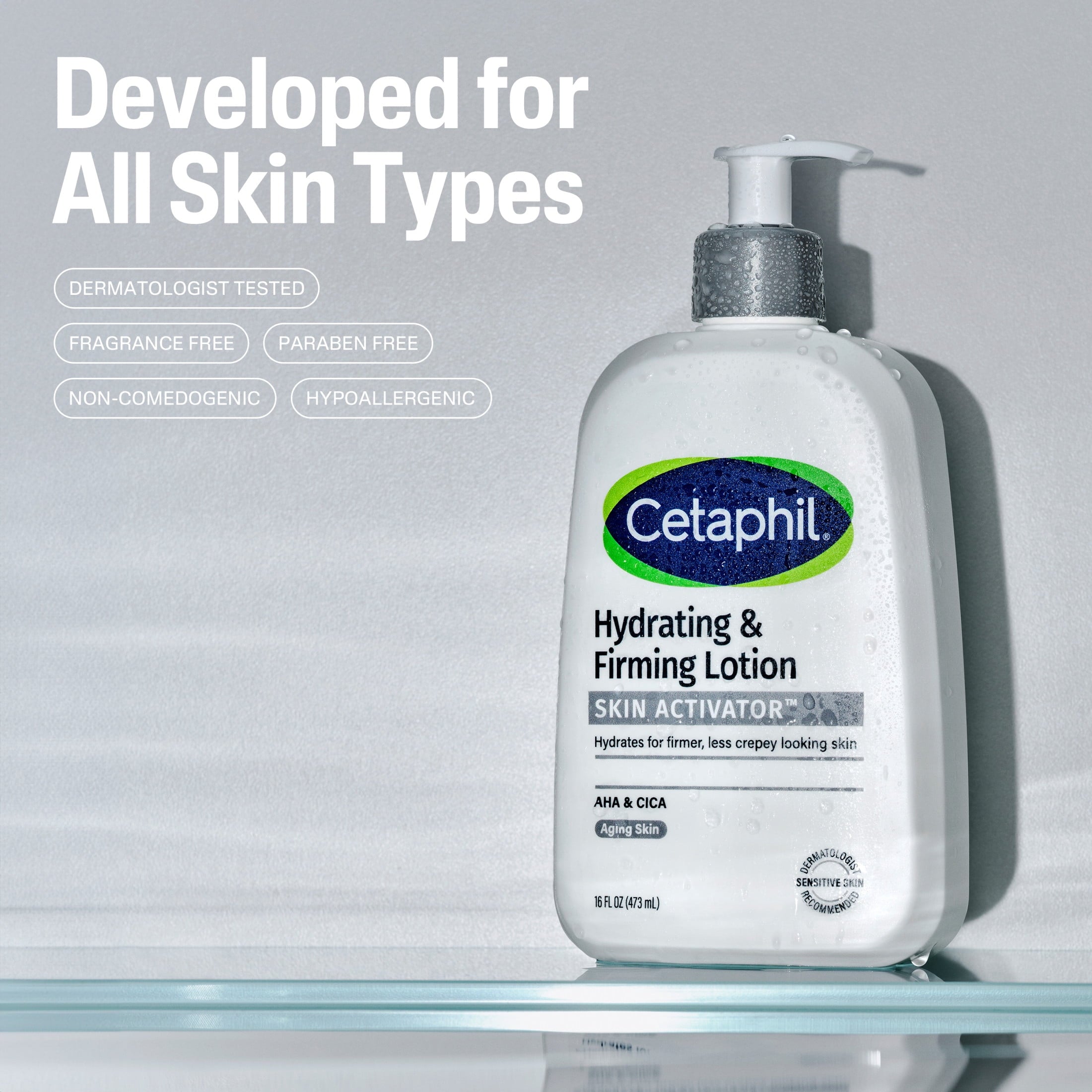 CETAPHIL Skin Activator Hydrating & Firming Body Lotion, Mandelic Acid (AHA) and Centella Asiatica (CICA) Body Moisturizer, Hydrates and Firms Aging Skin, Anti-Aging Body Skin Care, 16 oz