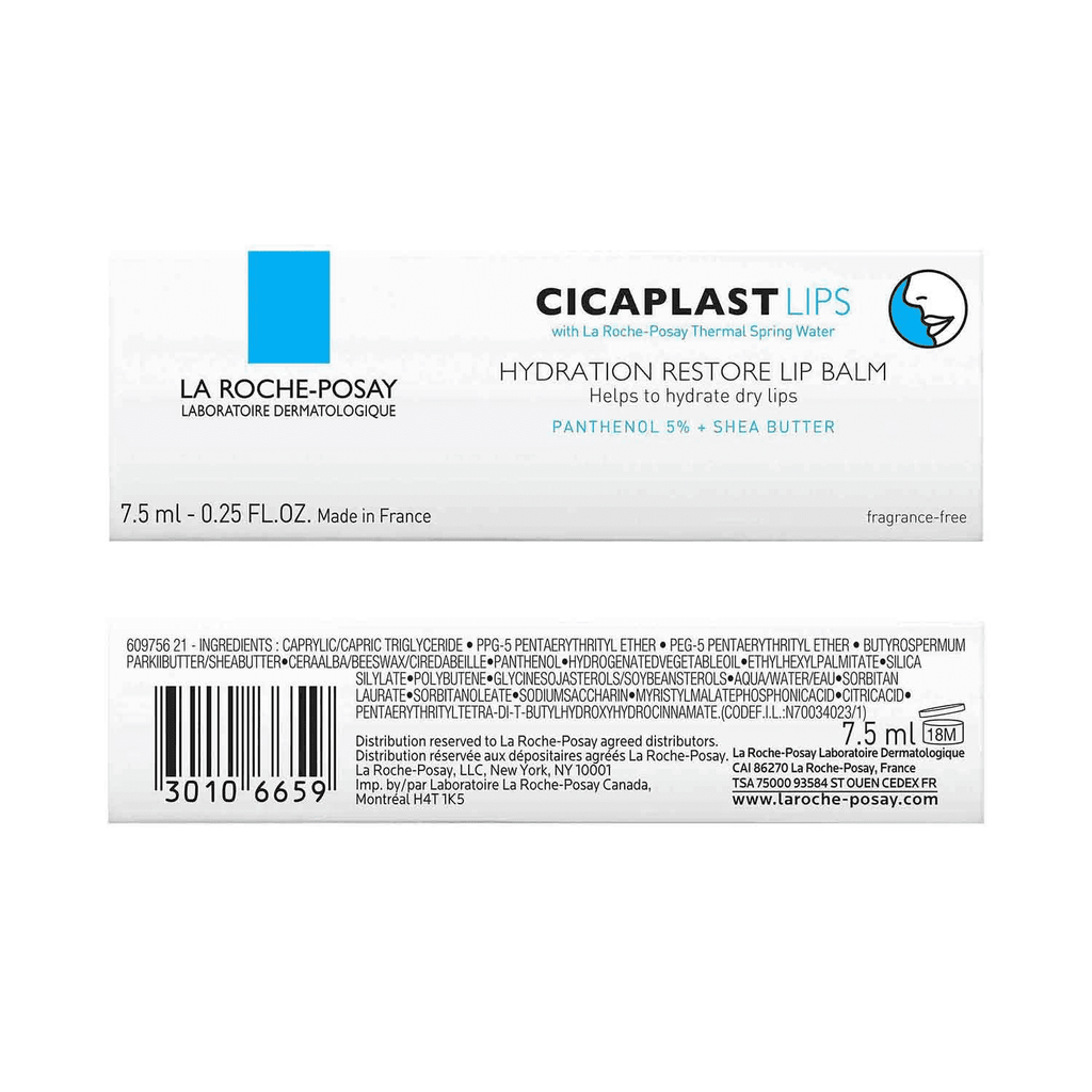 La Roche-Posay Cicaplast Hydration Restore Lip Balm, Fragrance-Free for Dry Lips, 0.25 fl oz
