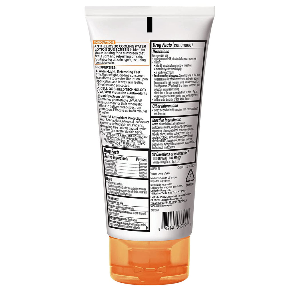 La Roche-Posay Anthelios Cooling Water Sunscreen Lotion SPF 60, 5.0 fl oz