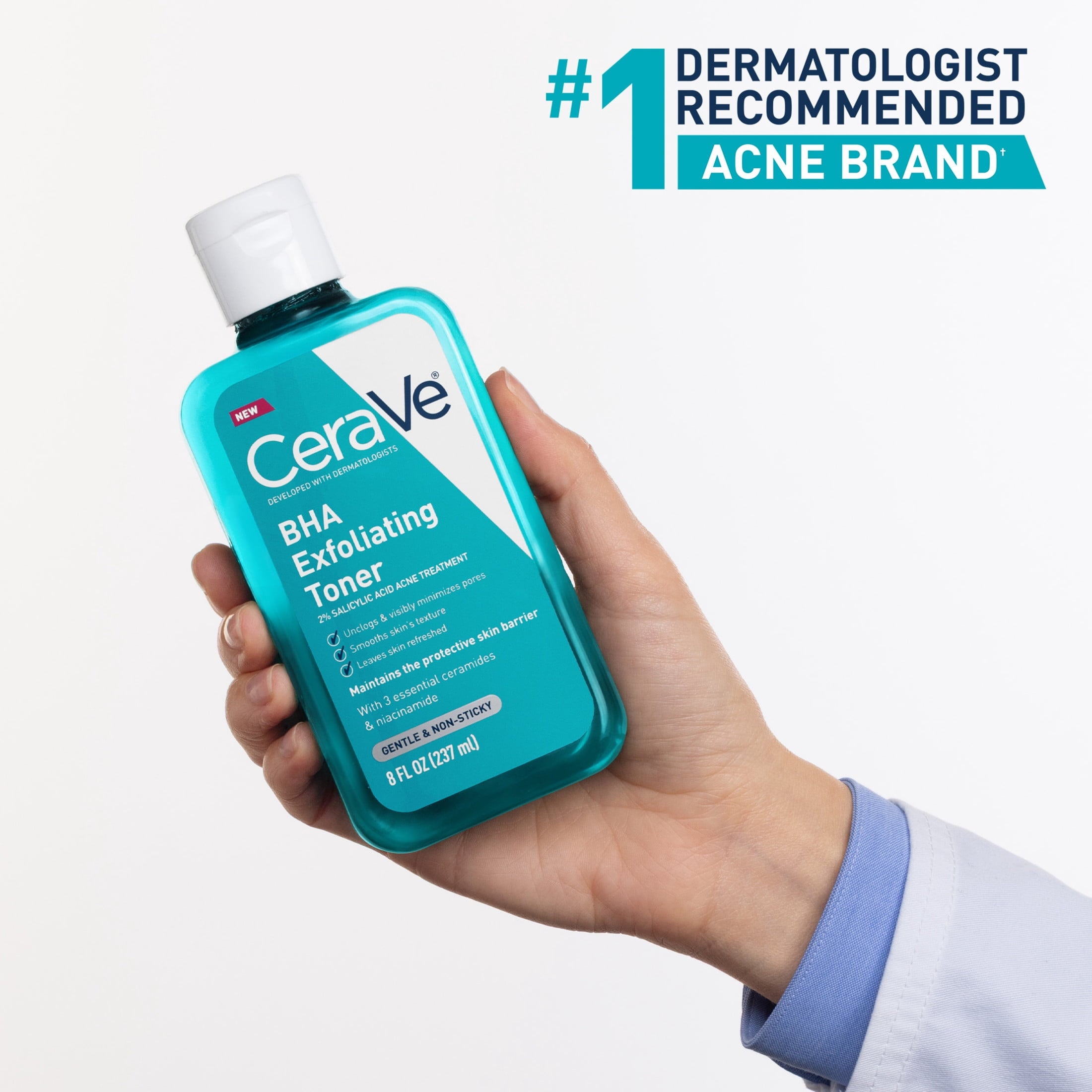CeraVe BHA Exfoliating Facial Toner 2% Salicylic Acid Acne Treatment 8 fl oz
