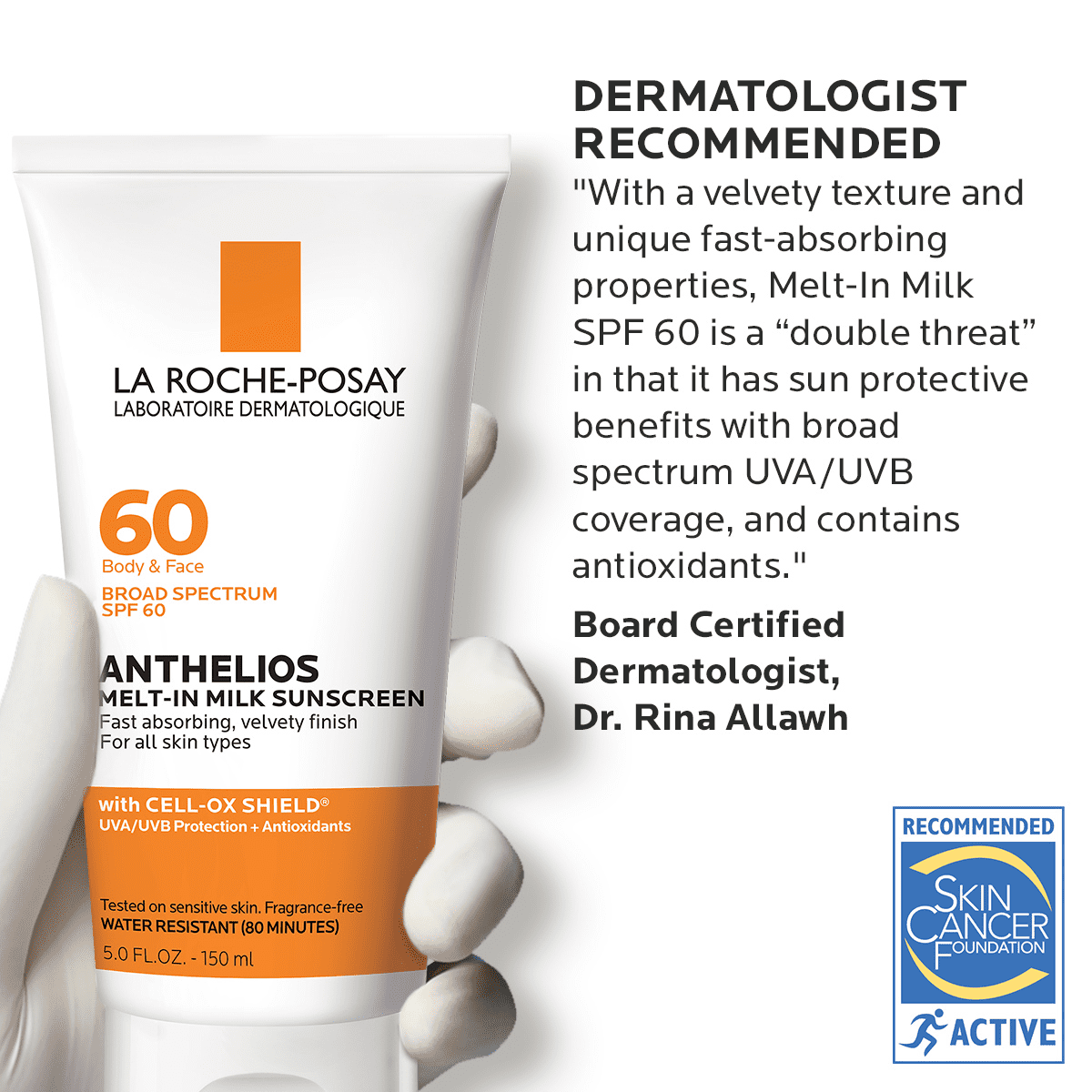 La Roche-Posay Anthelios Melt-In Milk Sunscreen SPF 60 Face and Body for All Skin Types 5.0 fl oz