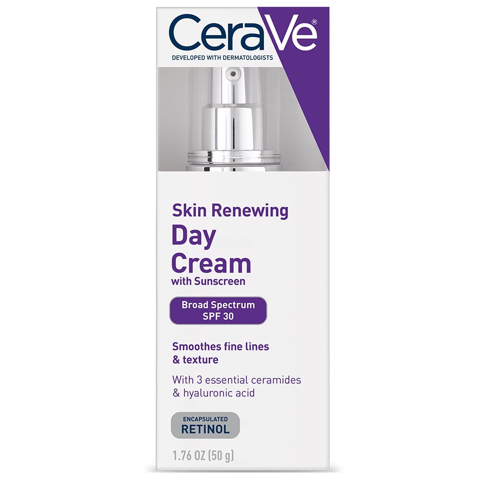 CeraVe Skin Renewing Retinol Day Face Cream with Sunscreen, SPF 30, 1.76 oz