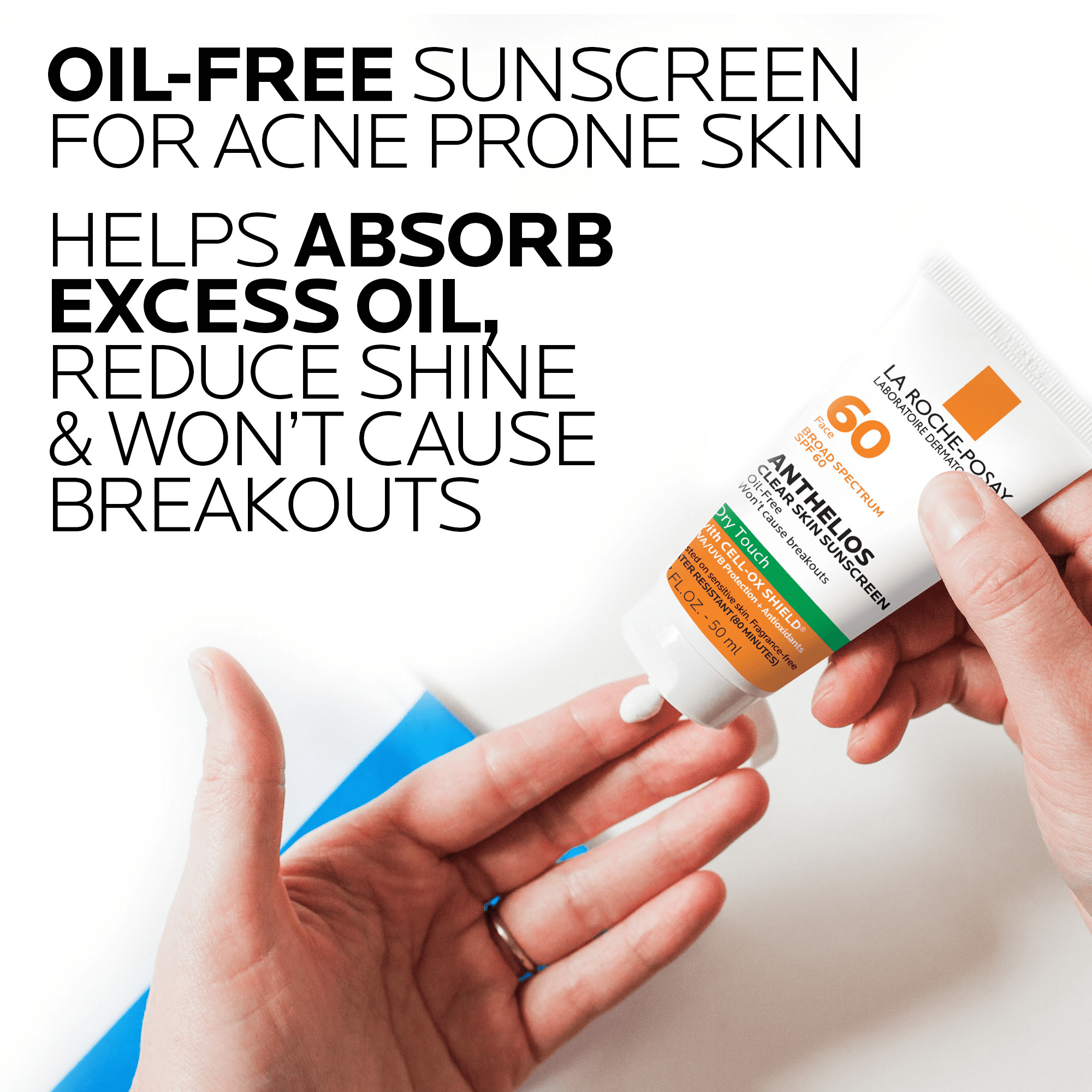 La Roche-Posay Anthelios Clear Skin Dry Touch Facial Sunscreen SPF 60 Oil-Free for All Skin Types,1.7 fl oz