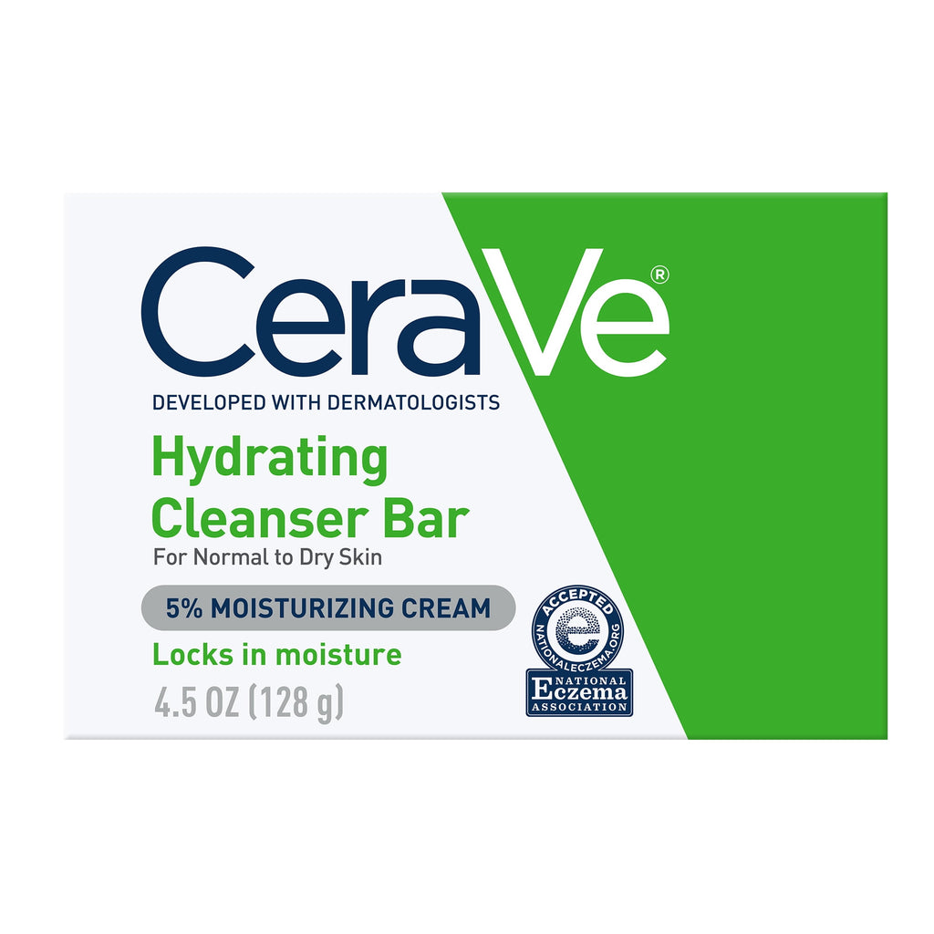 (2 pack) CeraVe Hydrating Cleansing Bar for Face and Body for Normal to Dry Skin, 4.5 oz