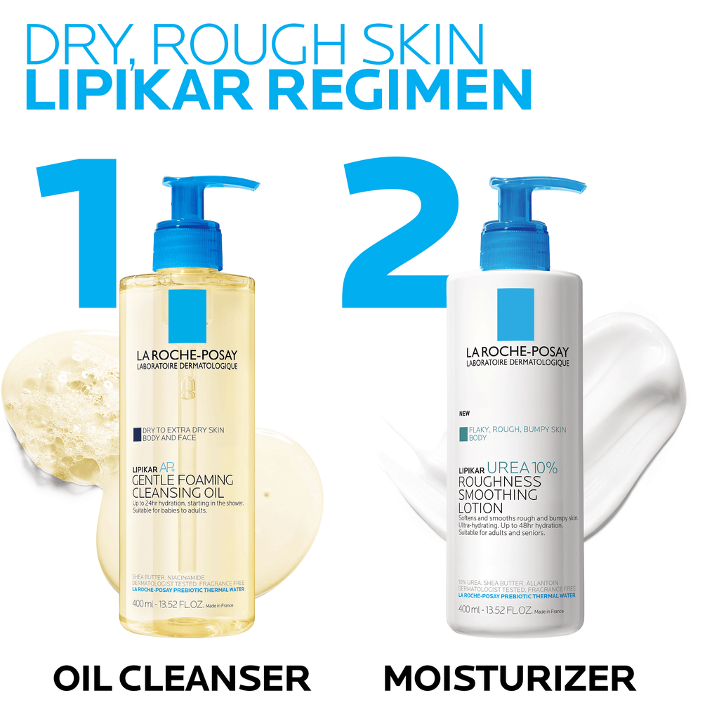 La Roche-Posay Lipikar Urea 10% Roughness Smoothing Body Lotion for Dry Skin, 13.52 fl oz