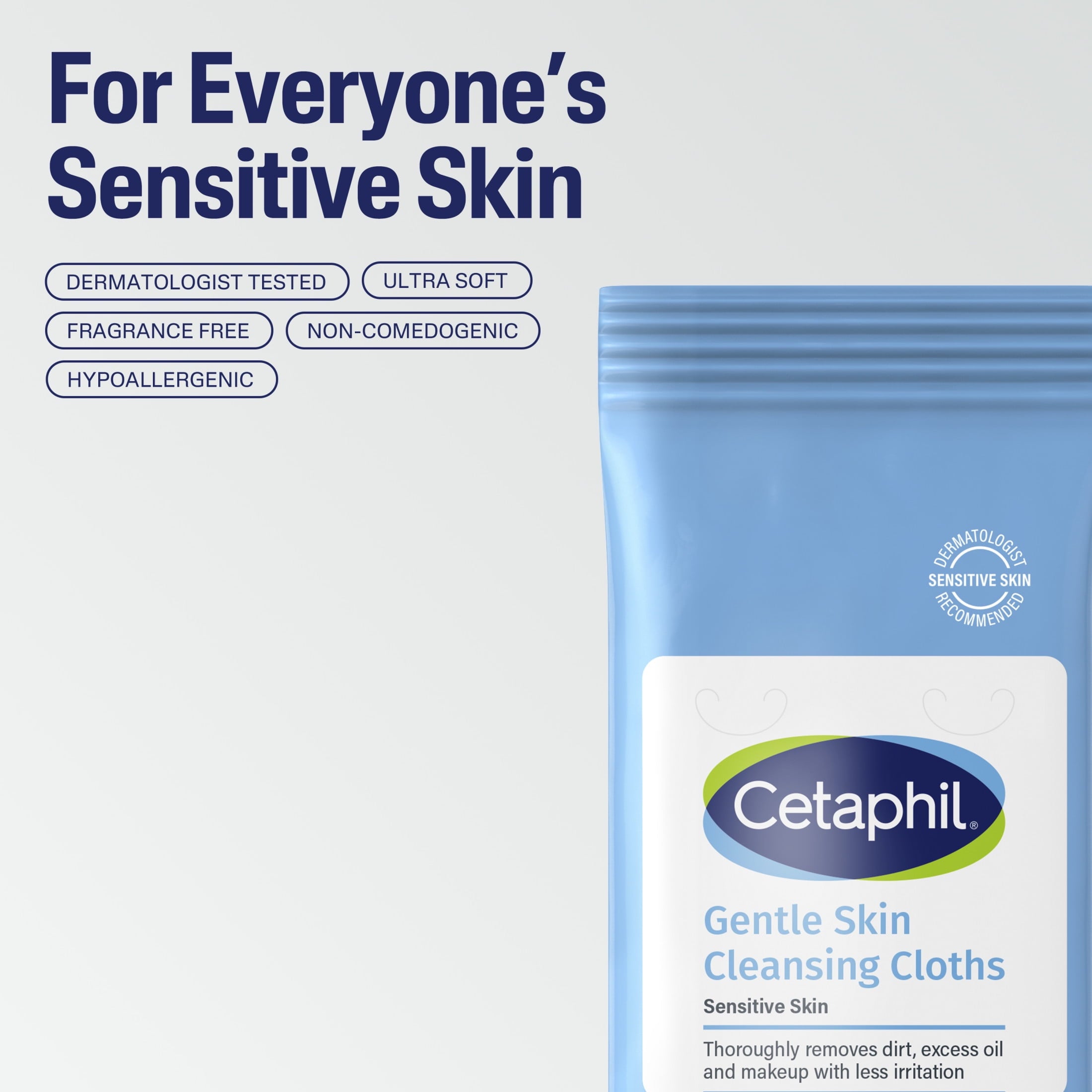 Cetaphil Gentle Skin Cleansing Cloths, 25 ct, Fragrance Free Face and Body Wipes