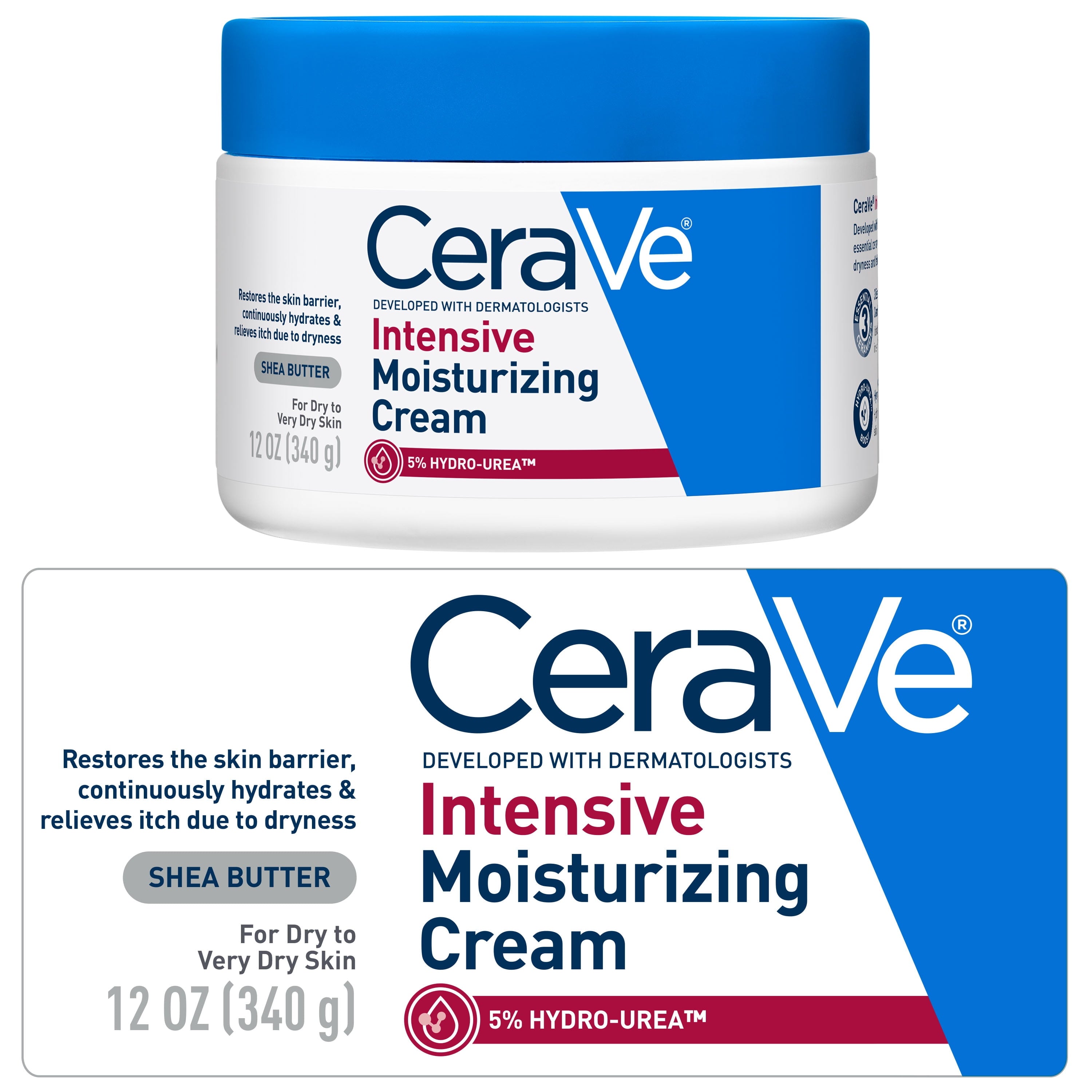 CeraVe Intensive Moisturizing Cream, Hydrating Body Moisturizer for Very Dry Skin, 12 oz