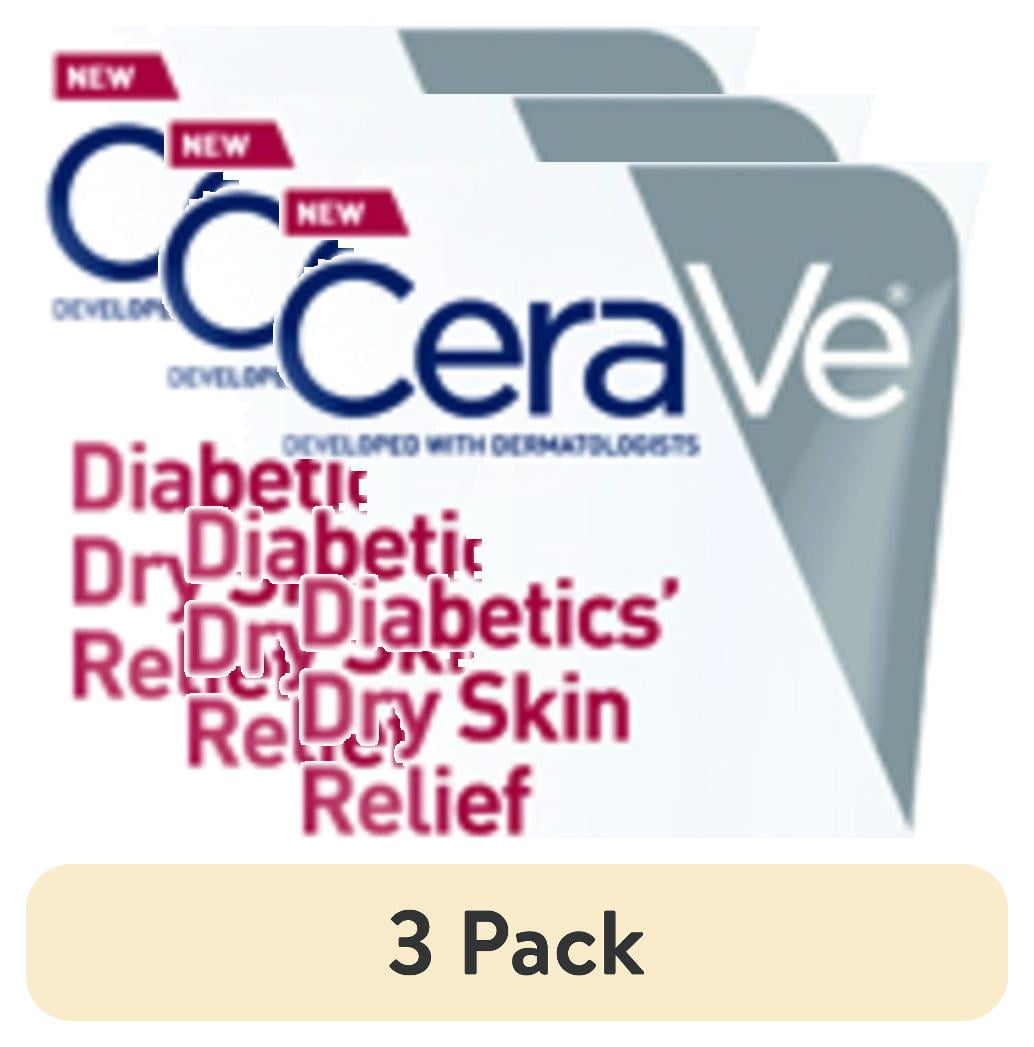 (3 pack) CeraVe Diabetics’ Dry Skin Relief Moisturizing with Urea & Bilberry for Dry Skin 8 oz