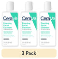 (3 pack) CeraVe Travel Size Foaming Facial Cleanser for Normal to Oily Skin, 3 fl oz