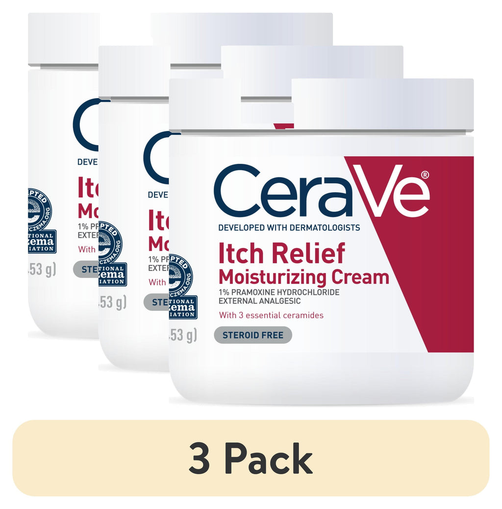 (3 pack) CeraVe Itch Relief Steroid-Free Body Cream 16 oz