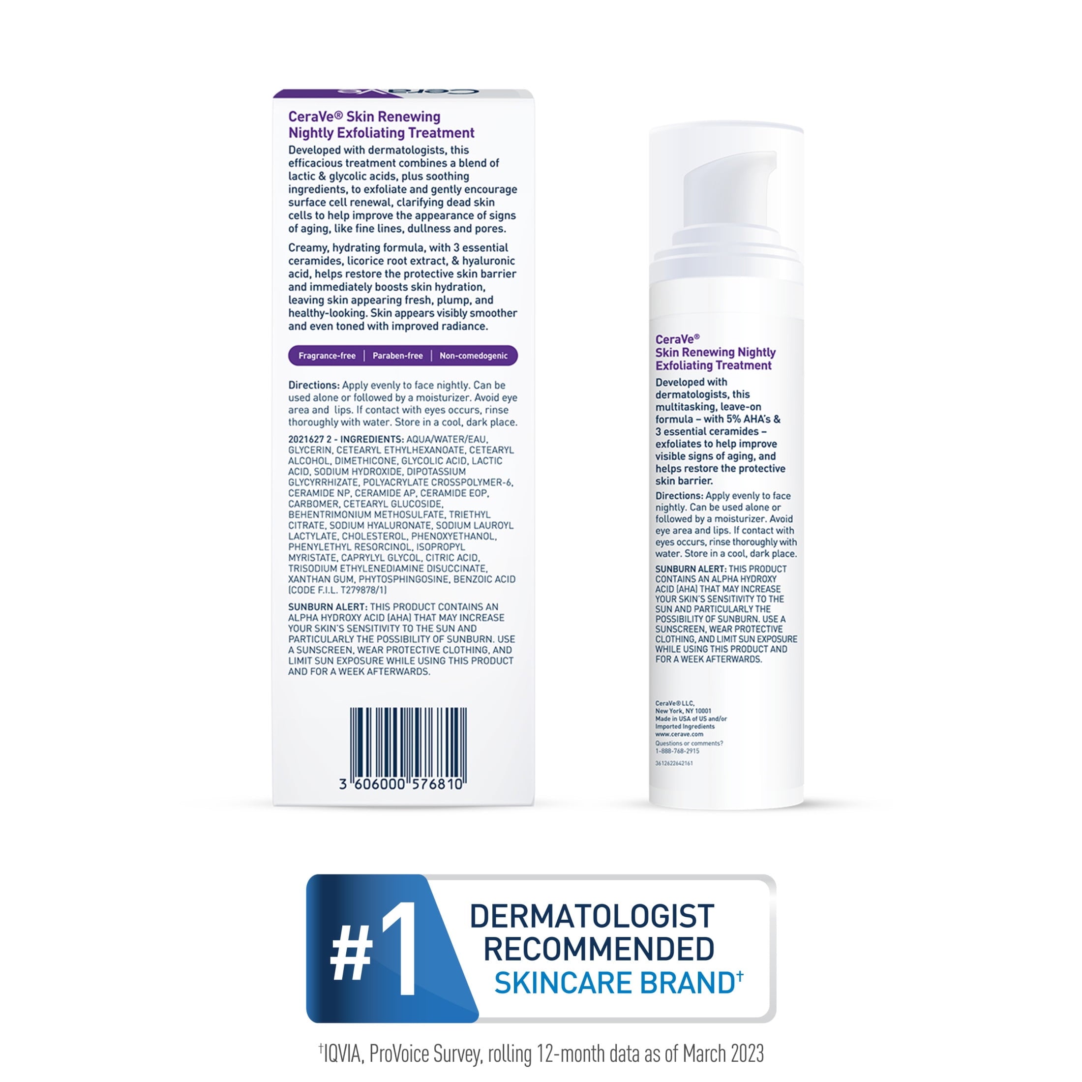(2 pack) CeraVe Skin Renewing Nightly Exfoliating Treatment Anti-Aging Face Serum, 1.7 fl oz