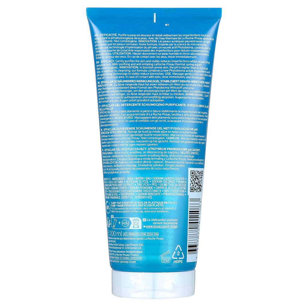 La Roche-Posay Effaclar Gel Face Wash for Oily Skin, Oil-Free Gel Cleanser, 6.76 fl oz