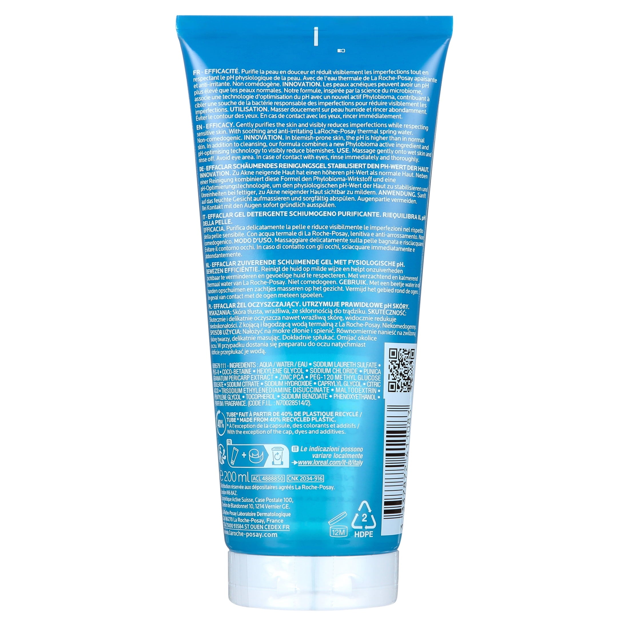 La Roche-Posay Effaclar Gel Face Wash for Oily Skin, Oil-Free Gel Cleanser, 6.76 fl oz