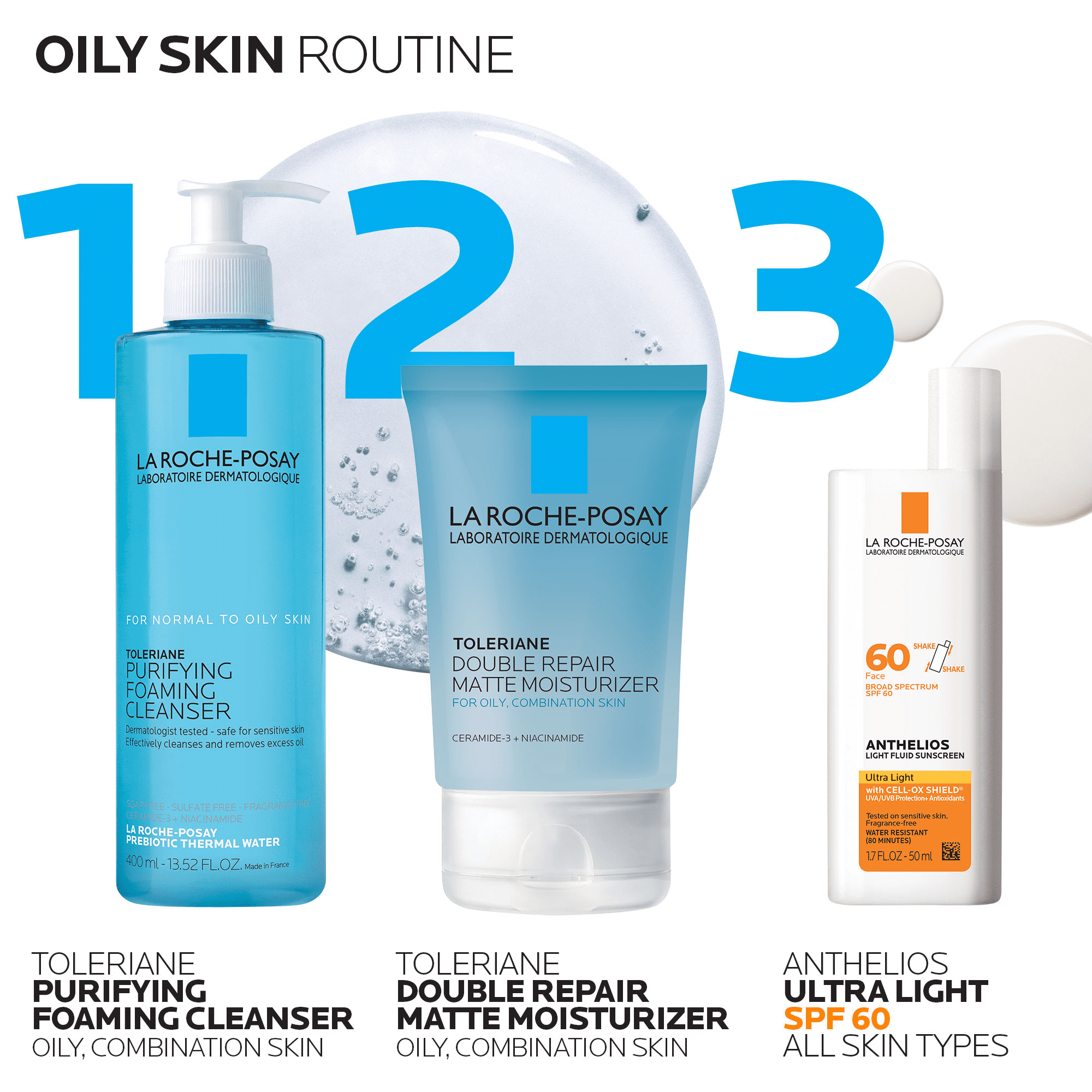 La Roche-Posay Toleriane Double Repair Oil-Free Matte Face Moisturizer for Oily Skin, 2.5 fl oz