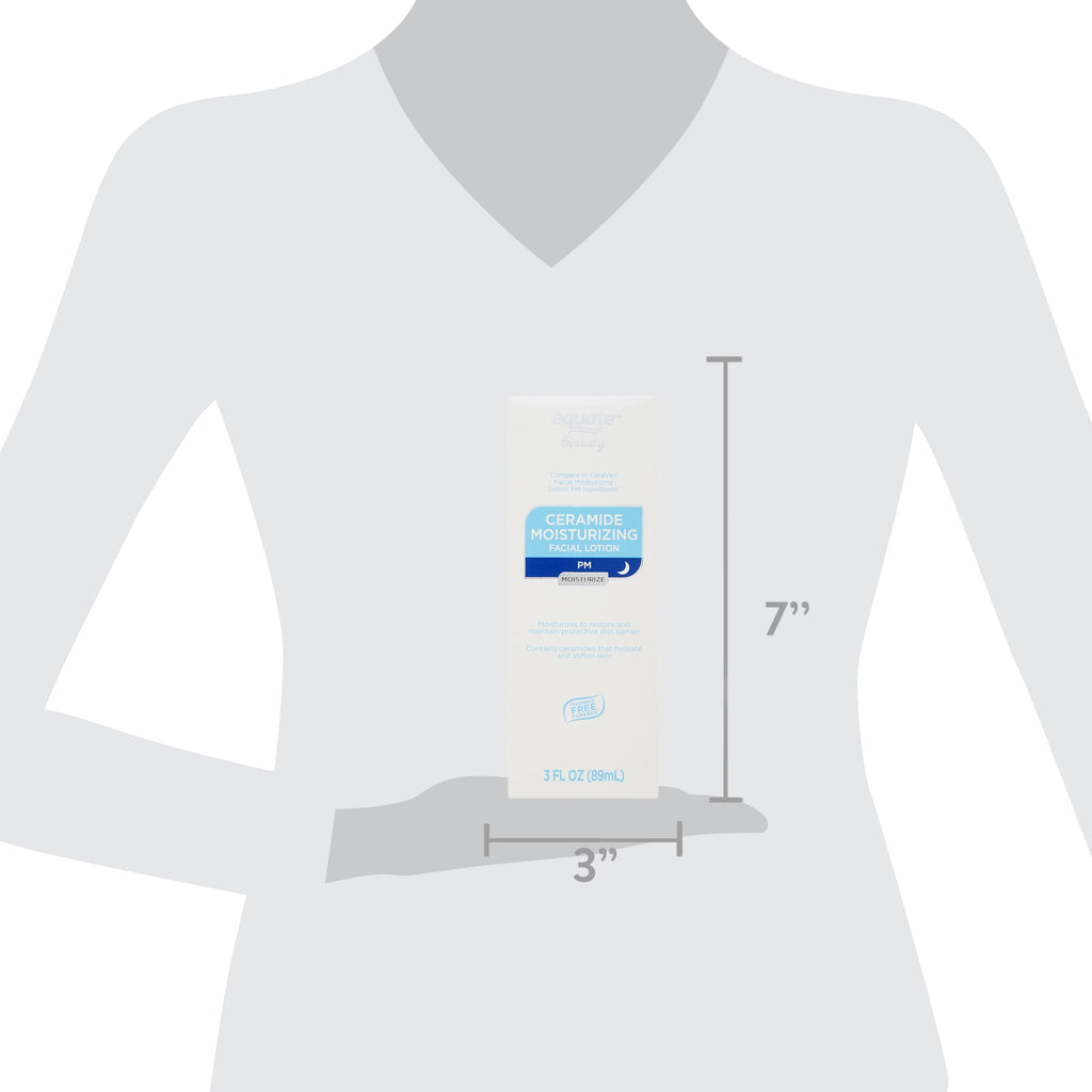 Equate Night Time Ceramide Moisturizing Facial Lotion for Face Care to Restore & Protect Skin, Fragrance Free, 3 fl oz, Compare to CeraVe® Facial Moisturizing Lotion PM Ingredients