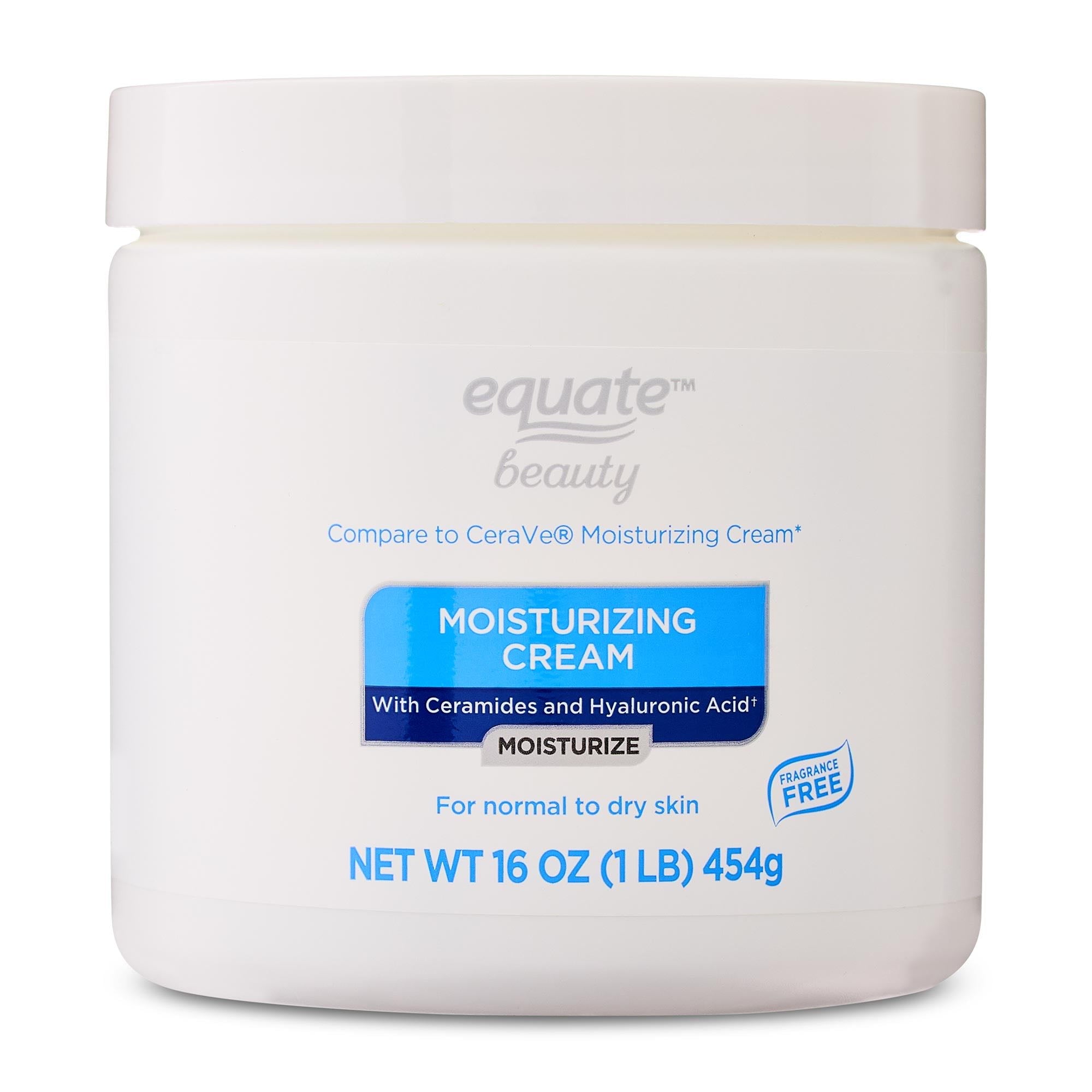 (3 pack) Equate Moisturizing Cream with Ceramides and Hyaluronic Acid, 16 oz