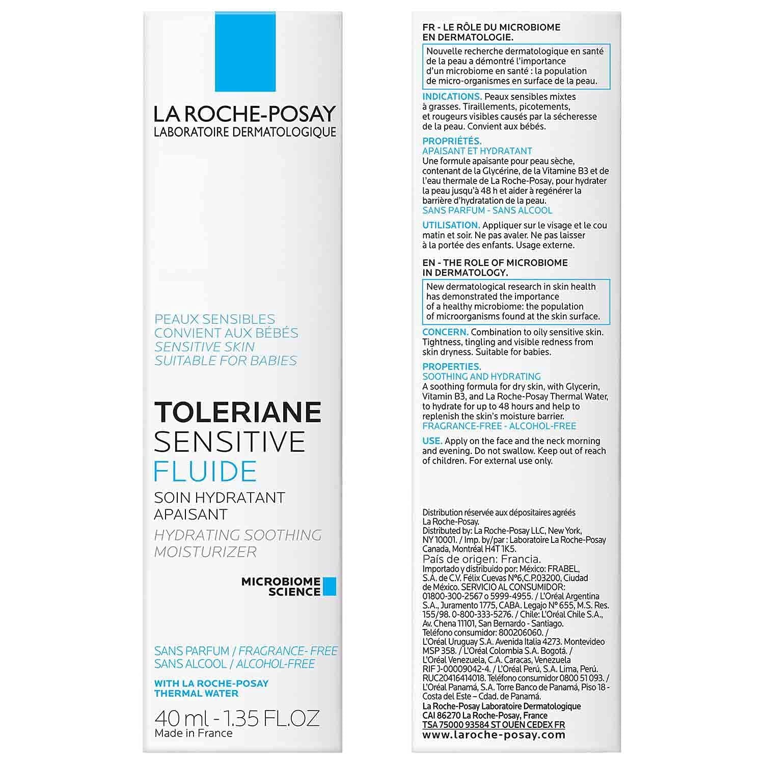 La Roche-Posay Toleriane Sensitive Fluide Protective Moisturizer, 1.35 Fl Oz