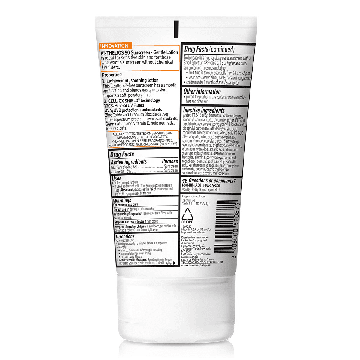 La Roche-Posay Anthelios SPF 50 Gentle Lotion Mineral Sunscreen , 3.0 fl oz